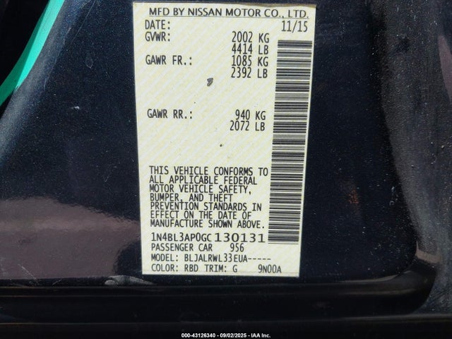 1N4BL3AP0GC130131 Nissan Altima