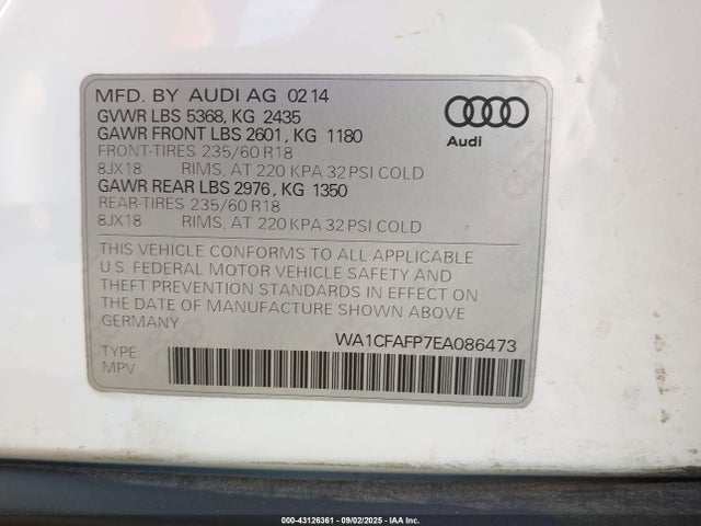 2014 AUDI Q5 WA1CFAFP7EA086473 Photo 8