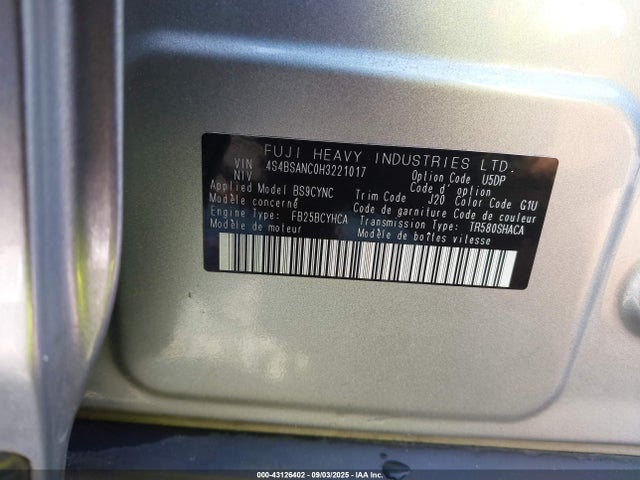 4S4BSANC0H3221017 Subaru u5