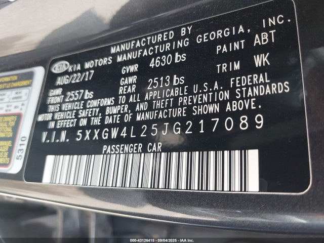 5XXGW4L25JG217089 KIA t-gdi