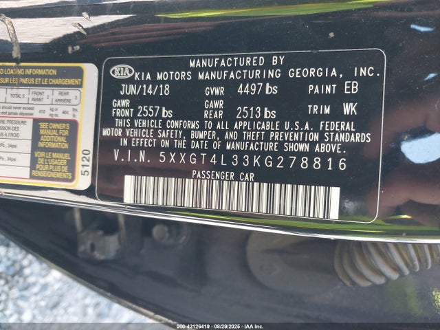 5XXGT4L33KG278816 KIA gdi