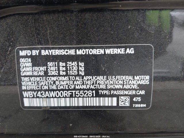 WBY43AW00RFT55281 BMW I4