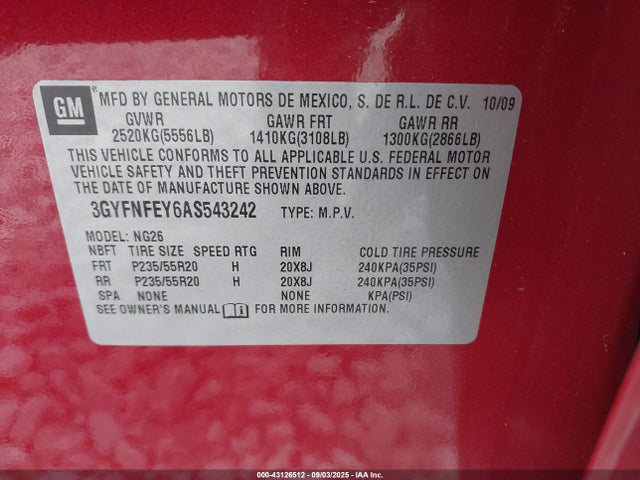2010 CADILLAC SRX 3GYFNFEY6AS543242 Photo 8
