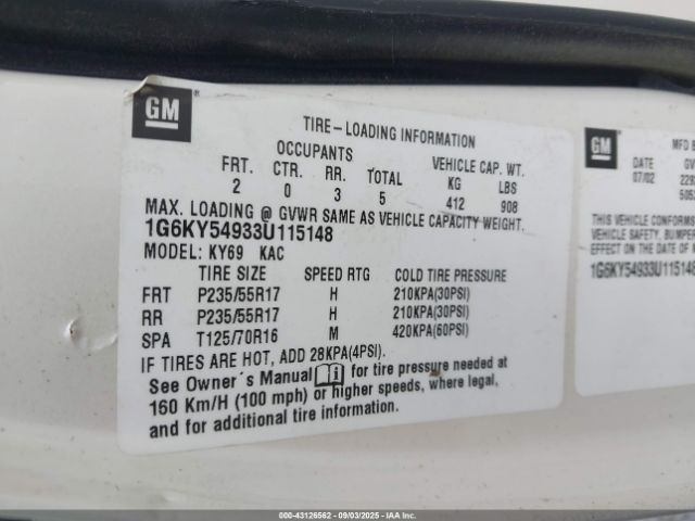 2003 CADILLAC SEVILLE 1G6KY54933U115148 Photo 8