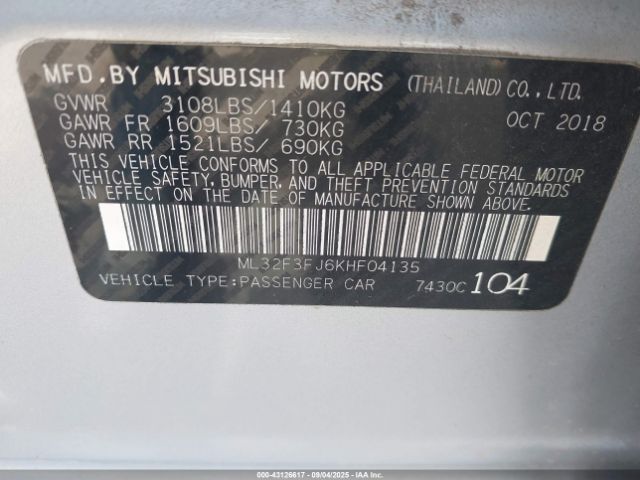 2019 MITSUBISHI MIRAGE G4 ML32F3FJ6KHF04135 Photo 8