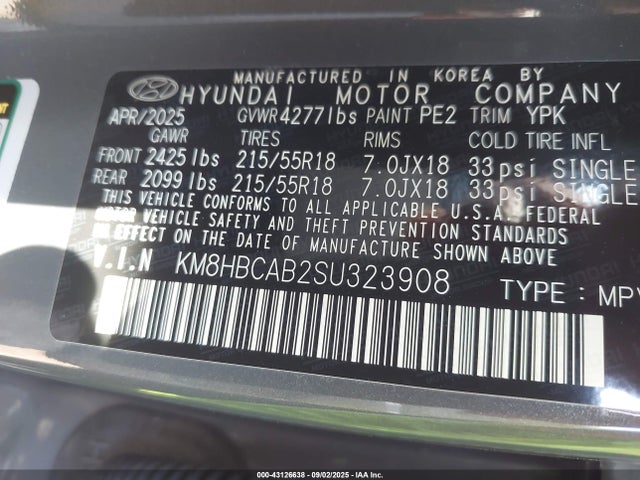 Hyundai mpi nu pe 2025 KM8HBCAB2SU323908 Image 9