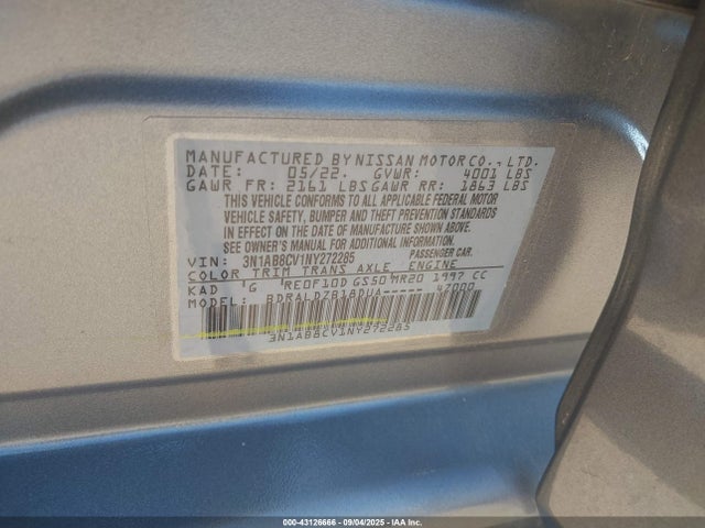 3N1AB8CV1NY272285 Nissan Sentra Sv Xtronic Cvt