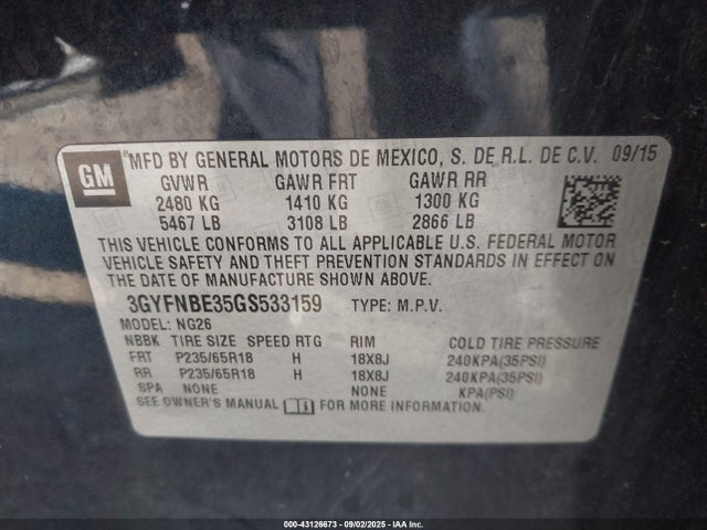 2016 CADILLAC SRX 3GYFNBE35GS533159 Photo 8