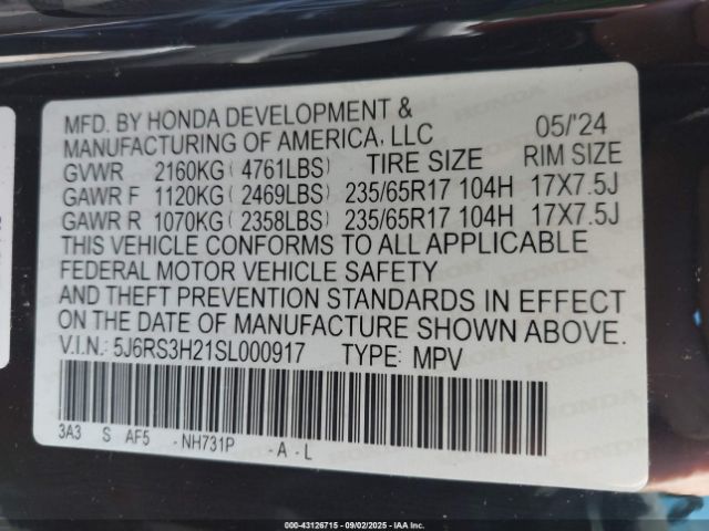 2025 HONDA CR-V 5J6RS3H21SL000917 Photo 8