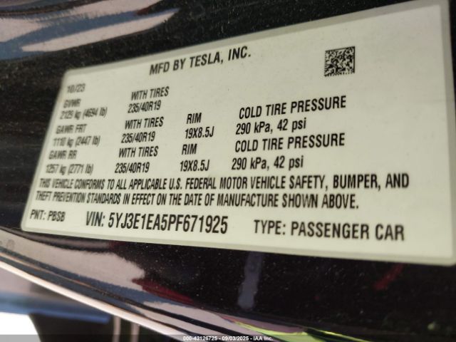 2023 TESLA MODEL 3 5YJ3E1EA5PF671925 Photo 8