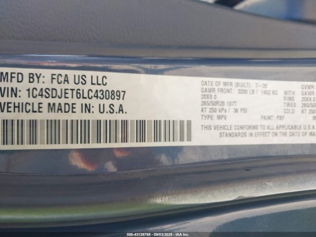 2020 DODGE DURANGO 1C4SDJET6LC430897 Photo 8