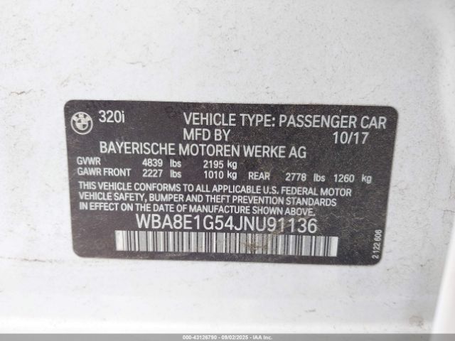 2018 BMW 320I WBA8E1G54JNU91136 Photo 8