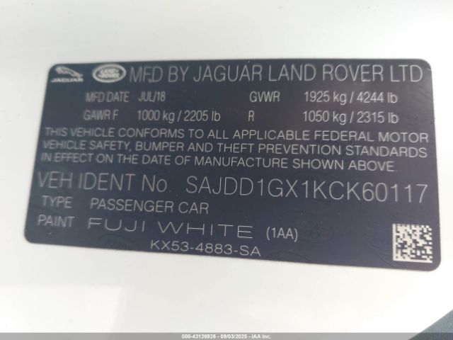 2019 JAGUAR F-TYPE SAJDD1GX1KCK60117 Photo 8