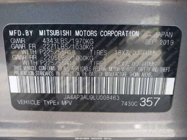 2020 MITSUBISHI OUTLANDER SPORT JA4AP3AU9LU008463 Photo 8