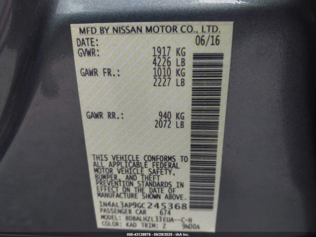 2016 NISSAN ALTIMA 1N4AL3AP9GC245368 Photo 8