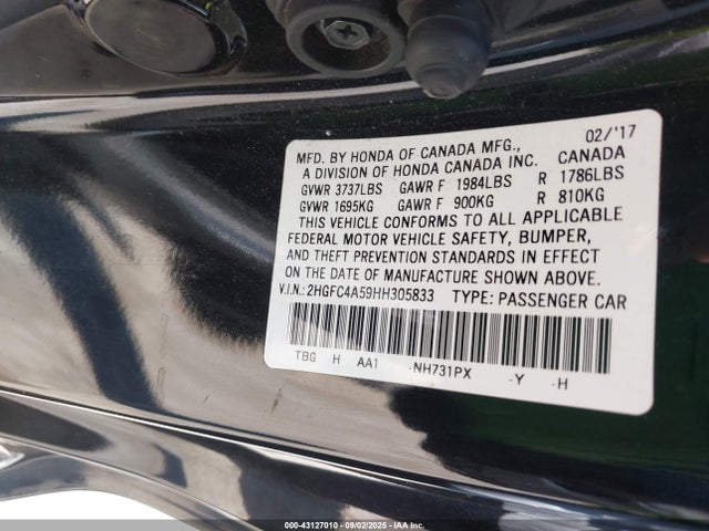 Honda k20c2 2017 2HGFC4A59HH305833 Image 9