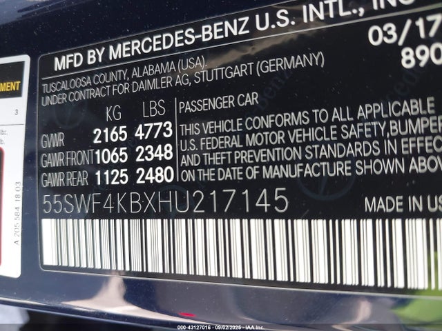 55SWF4KBXHU217145 Mercedes-Benz 2017