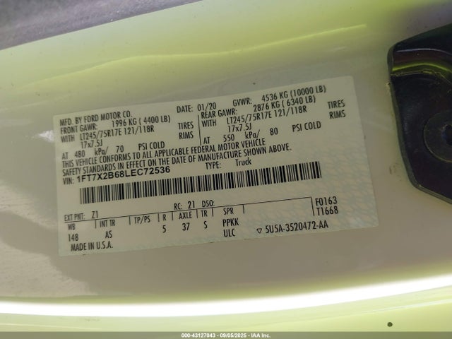Ford F-250 2020 1FT7X2B68LEC72536 Image 9