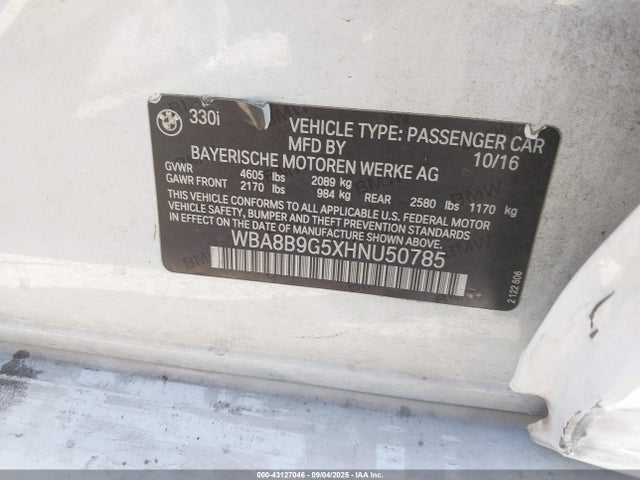 WBA8B9G5XHNU50785 BMW 330I