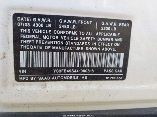 2004 SAAB 9-3 YS3FB49S441000818 Photo 8
