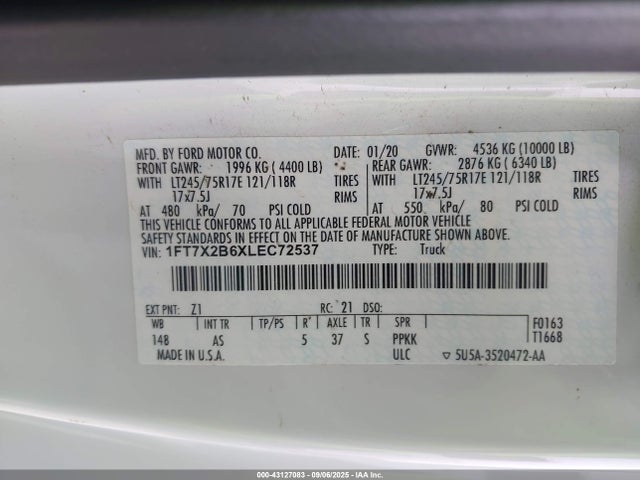 Ford 2020 2020 1FT7X2B6XLEC72537 Image 9
