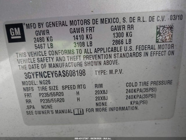 2010 CADILLAC SRX 3GYFNCEY6AS608198 Photo 8