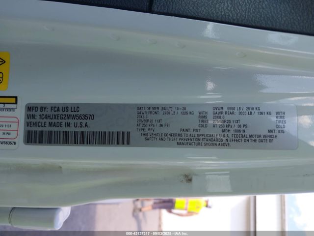 2021 JEEP WRANGLER UNLIMITED 1C4HJXEG2MW563570 Photo 8