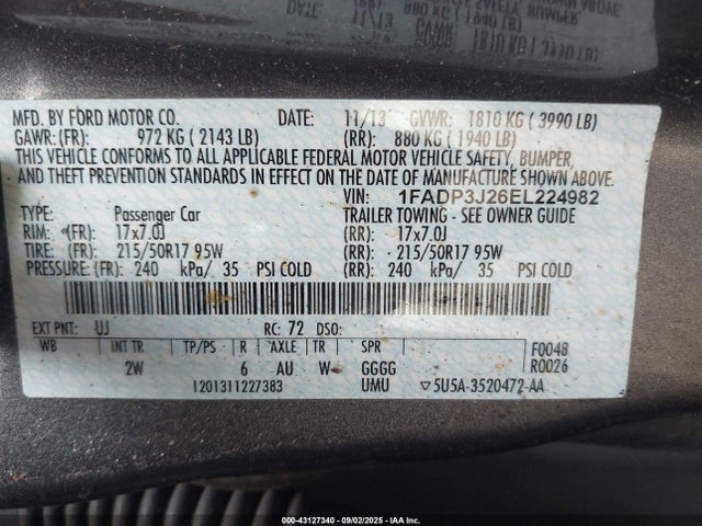 Ford 2014 2014 1FADP3J26EL224982 Image 9