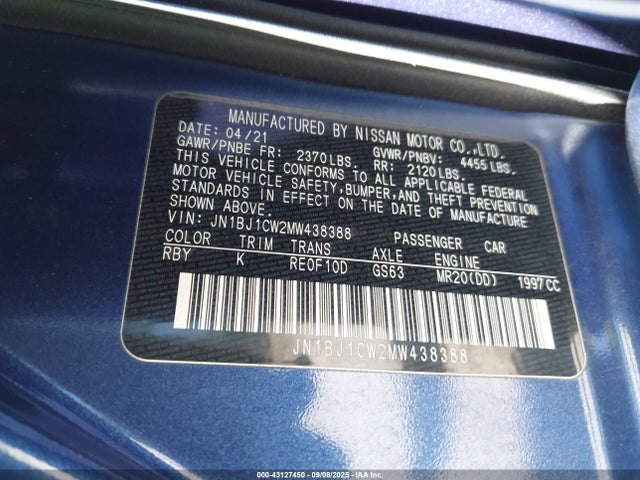 JN1BJ1CW2MW438388 Nissan ROGUE SPORT