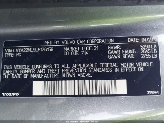 2020 VOLVO S90 LVYA22ML9LP176158 Photo 8