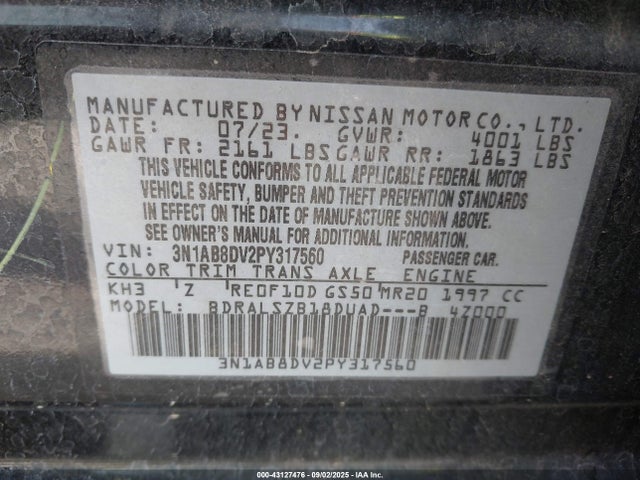 Nissan Sentra 2023 3N1AB8DV2PY317560 Image 9