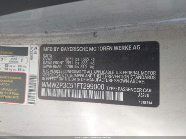 2015 MINI CONVERTIBLE WMWZP3C51FT299000 Photo 8