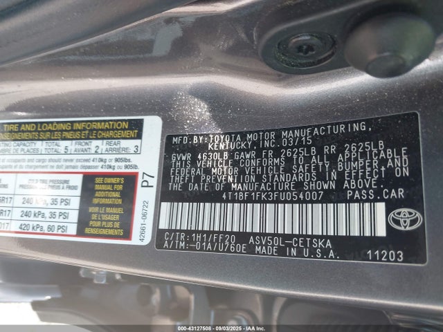Toyota 2ar-fe 2015 4T1BF1FK3FU054007 Image 9