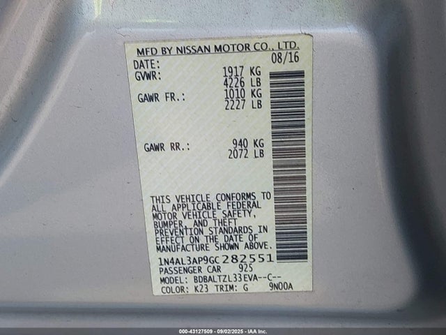 1N4AL3AP9GC282551 Nissan 2016