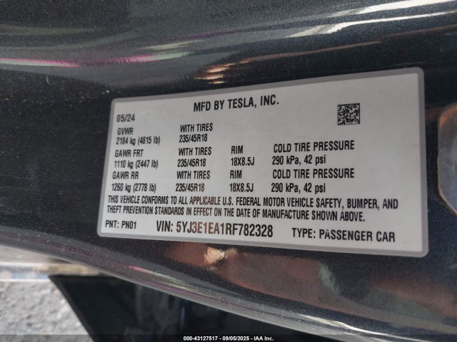 2024 TESLA MODEL 3 5YJ3E1EA1RF782328 Photo 8