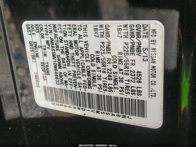 Продажа на аукционе авто 2013 Nissan Rogue Sv W/sl Pkg, vin: JN8AS5MV1DW644633, номер лота: 43127592