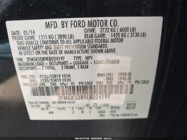Ford Flex 2014 2FMGK5D89EBD24197 Image 9