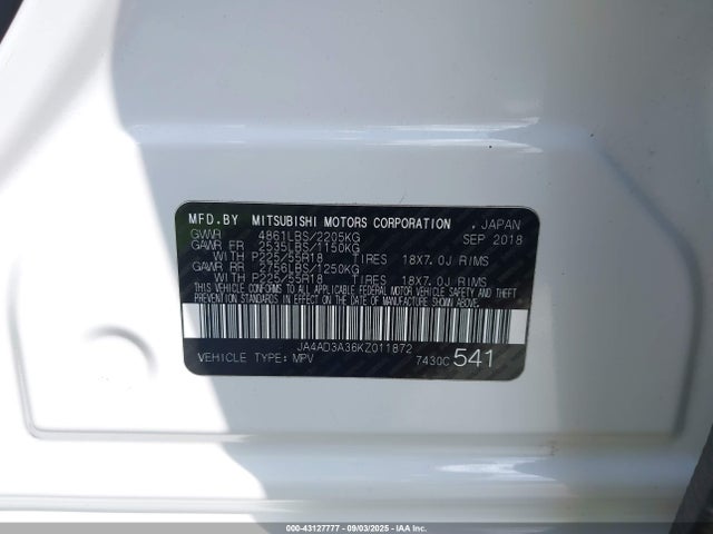 Mitsubishi mivec 2019 JA4AD3A36KZ011872 Image 19