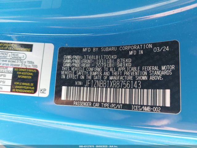 2024 TOYOTA GR86 JF1ZNBB1XR8756143 Photo 8