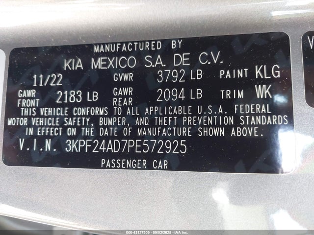 KIA mpi nu 2023 3KPF24AD7PE572925 Image 9