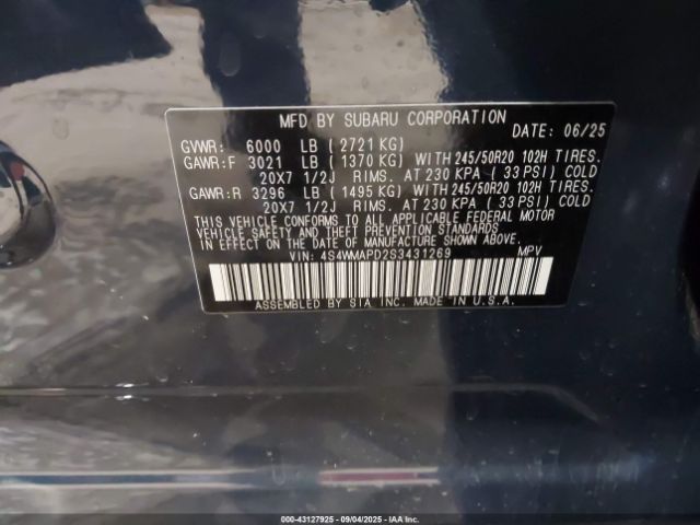2025 SUBARU ASCENT 4S4WMAPD2S3431269 Photo 8