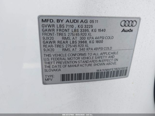 2011 AUDI Q7 WA1VMAFE7BD010016 Photo 8