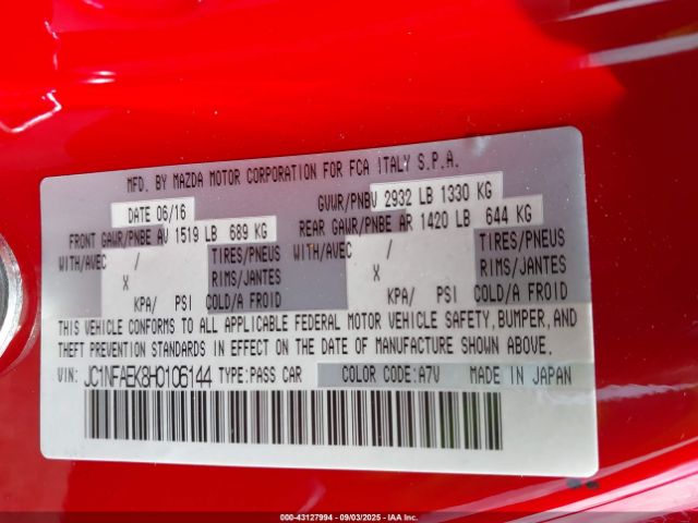 2017 FIAT 124 SPIDER JC1NFAEK8H0106144 Photo 8