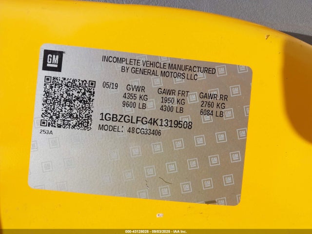 Продаж на аукціоні авто 2019 Chevrolet Express 3500 Lt, vin: 1GBZGLFG4K1319508, номер лоту: 43128028