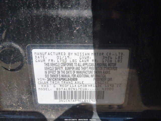 Nissan 2019 2019 3N1CN7AP9KL845909 Image 9