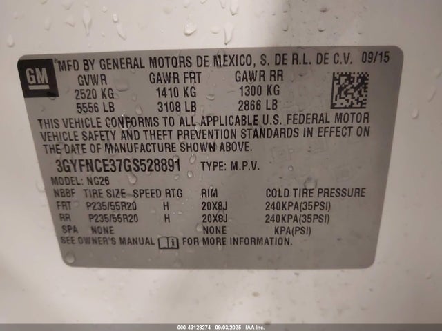 2016 CADILLAC SRX 3GYFNCE37GS528891 Photo 8