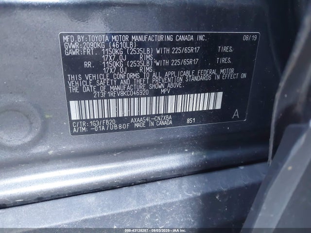 Toyota a25a-fks 2019 2T3F1RFV8KC046920 Image 9