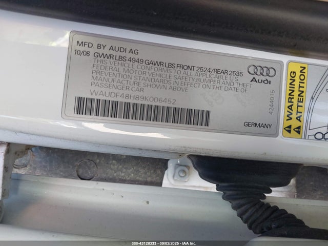 2009 AUDI A4 WAUDF48H89K006452 Photo 8