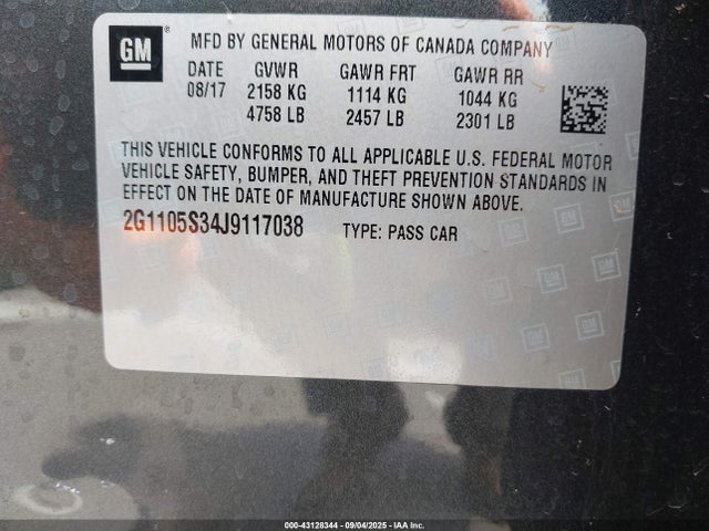 2G1105S34J9117038 Chevrolet lfx - spark ignited direct injection, vvt, e85 max, alum