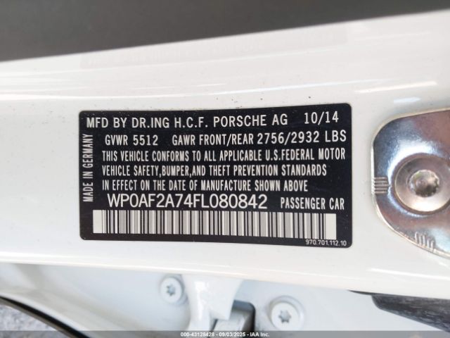 2015 PORSCHE PANAMERA WP0AF2A74FL080842 Photo 8